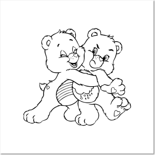 twin bears hugging Posters and Art